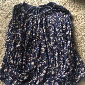 Chaos blue floral 3/4 button down shirt